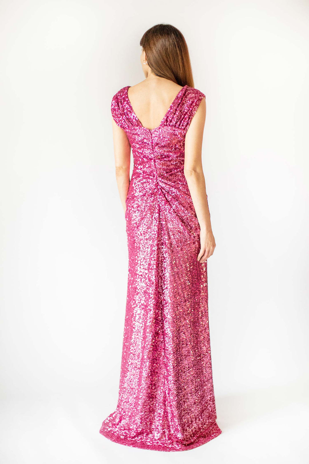 Vibrant Pink Wrapped Silhouette Gown