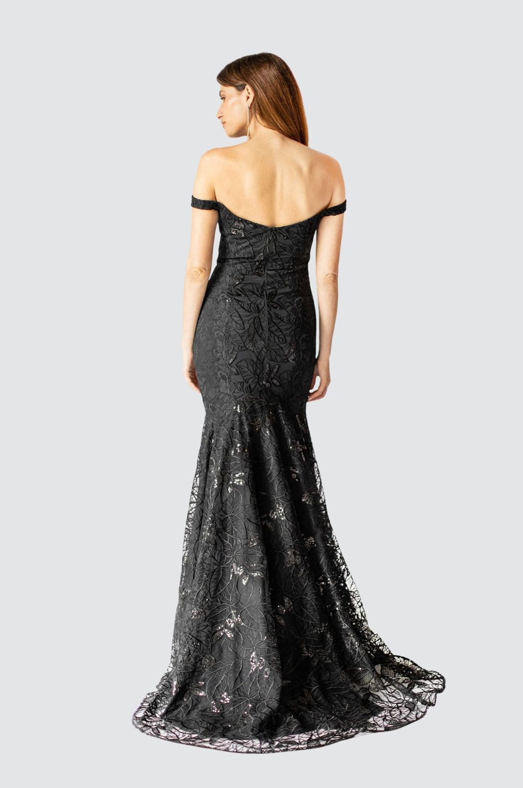 Noir Petal Off-Shoulder Mermaid Gown