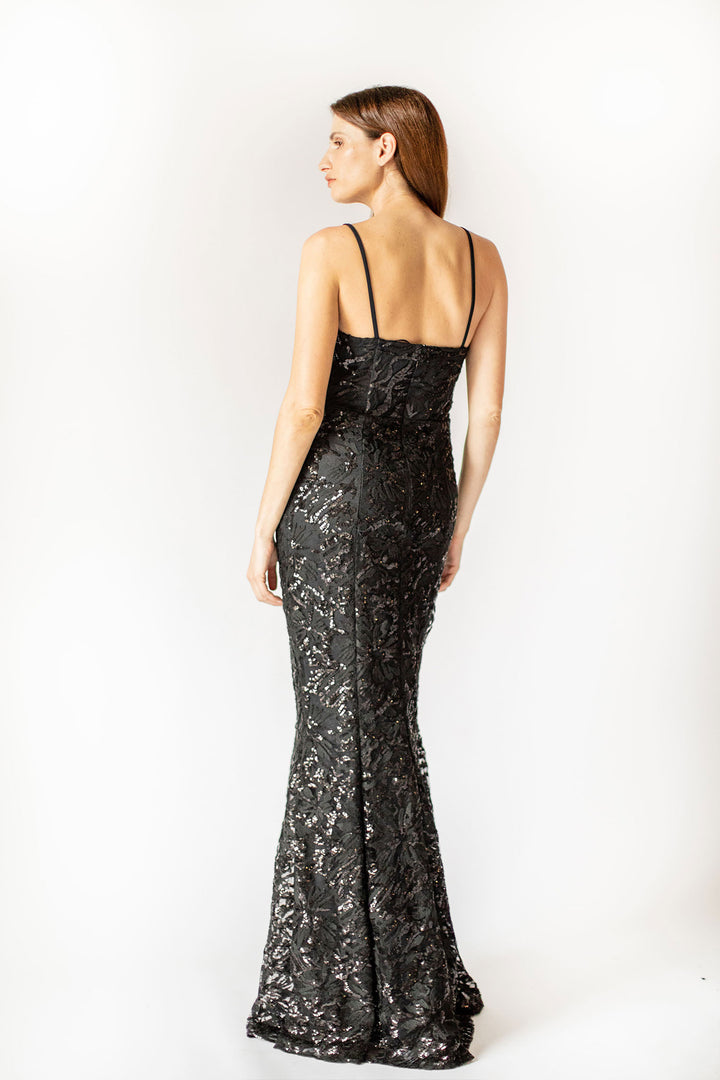 Opulence Long Black Bodice Dress