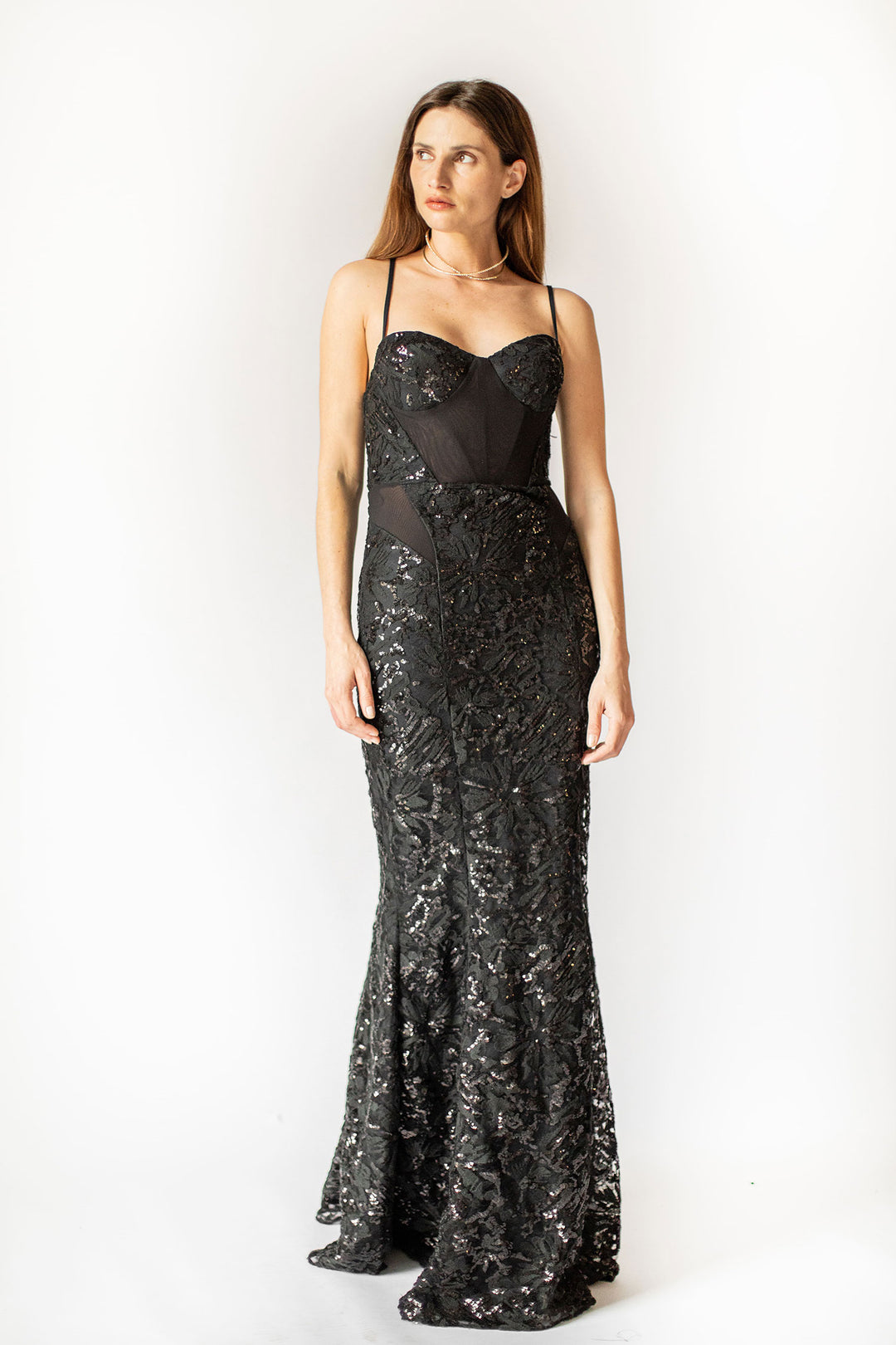 Opulence Long Black Bodice Dress
