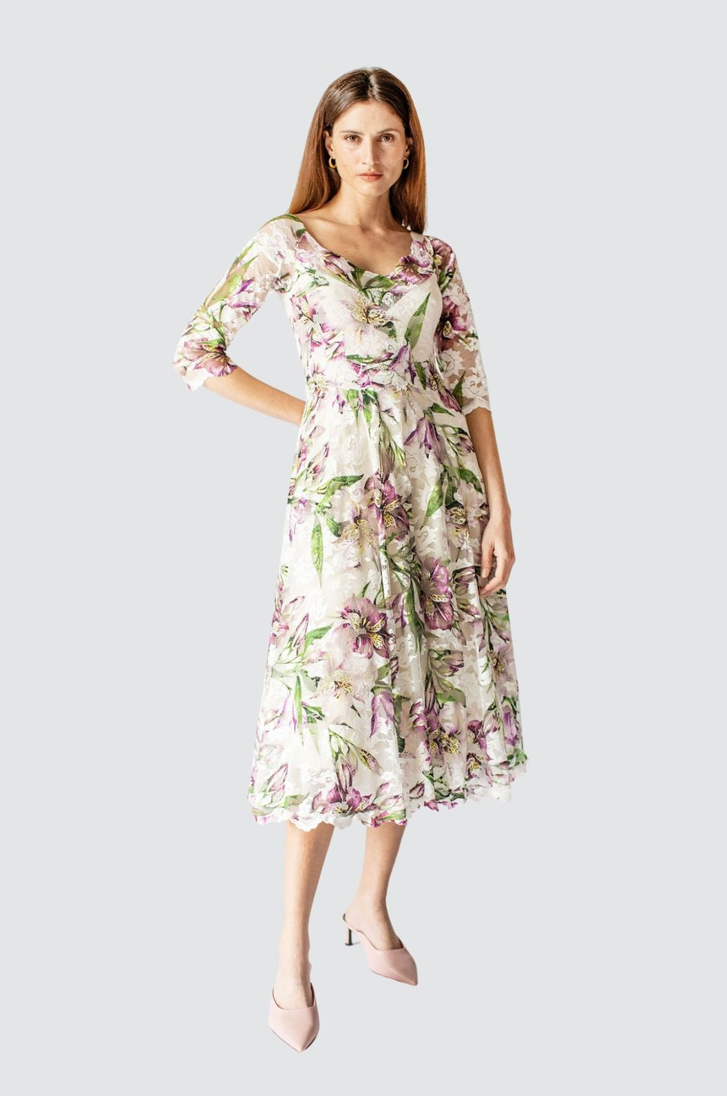 Flowery A-line Dress
