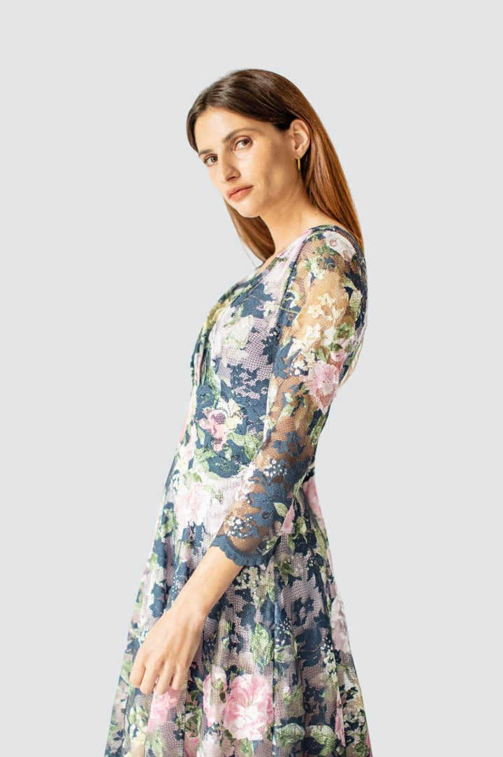 Flowery A-line Dress