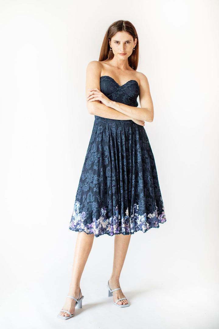 Strapless Bustier A-Line Lace Dress