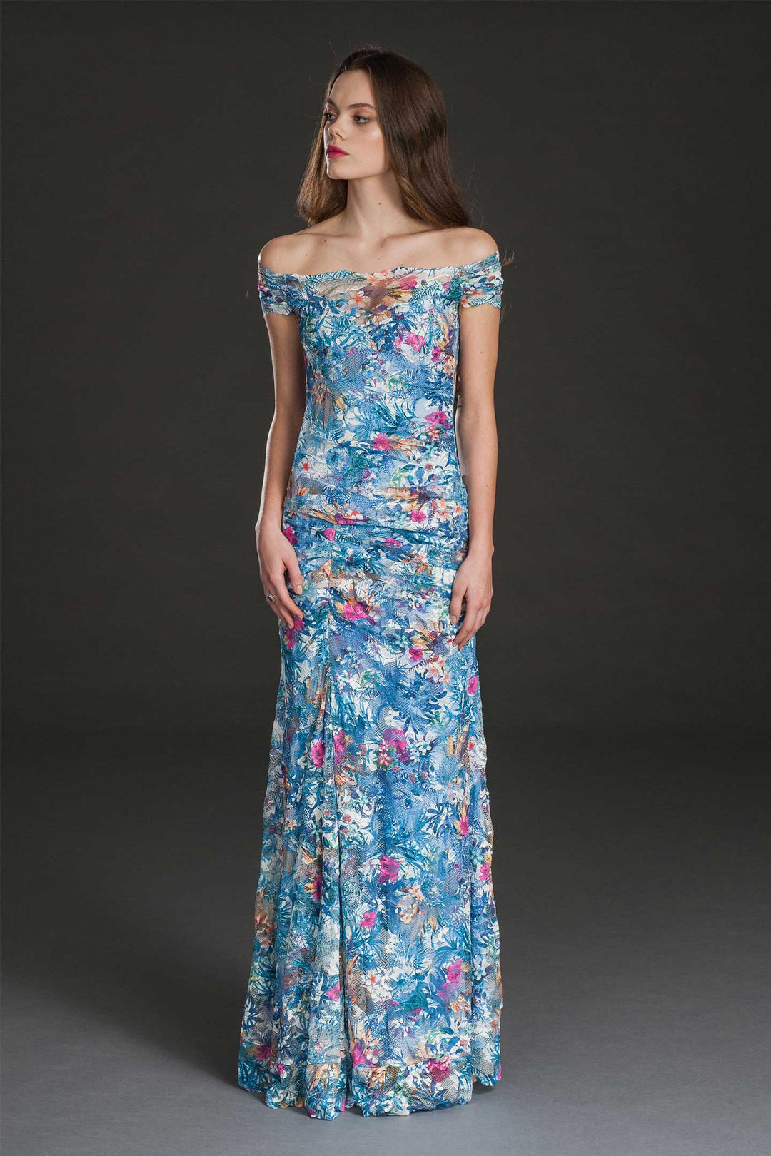Off-shoulder long classic gown