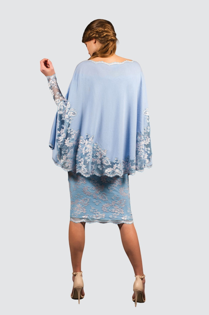 Cashmere Cape with Exquisite Lace Border
