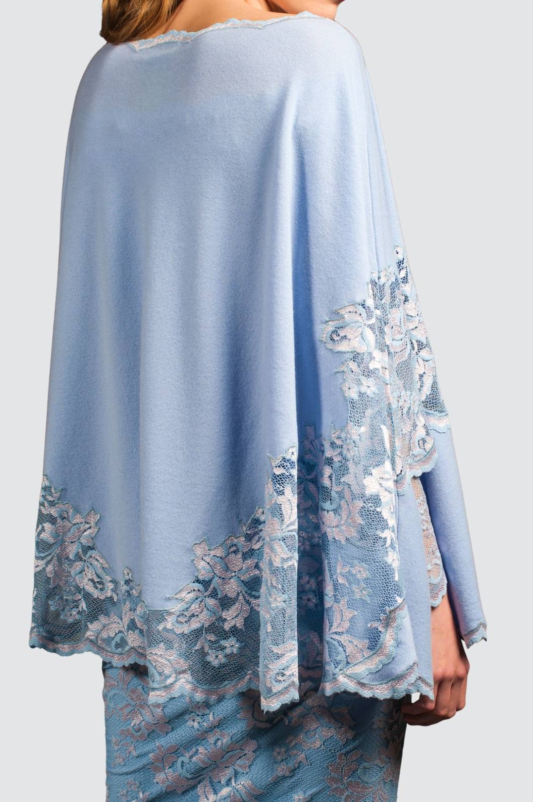 Cashmere Cape with Exquisite Lace Border