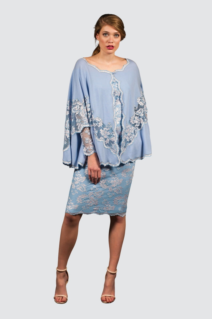Cashmere Cape with Exquisite Lace Border