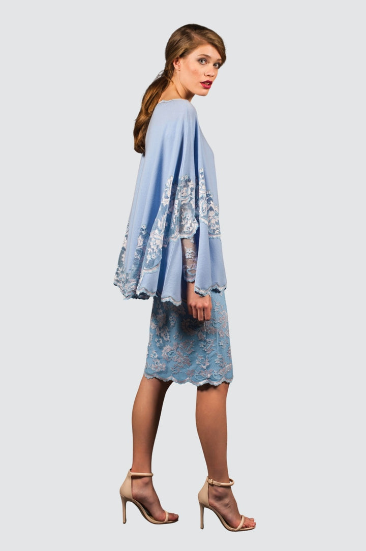 Cashmere Cape with Exquisite Lace Border