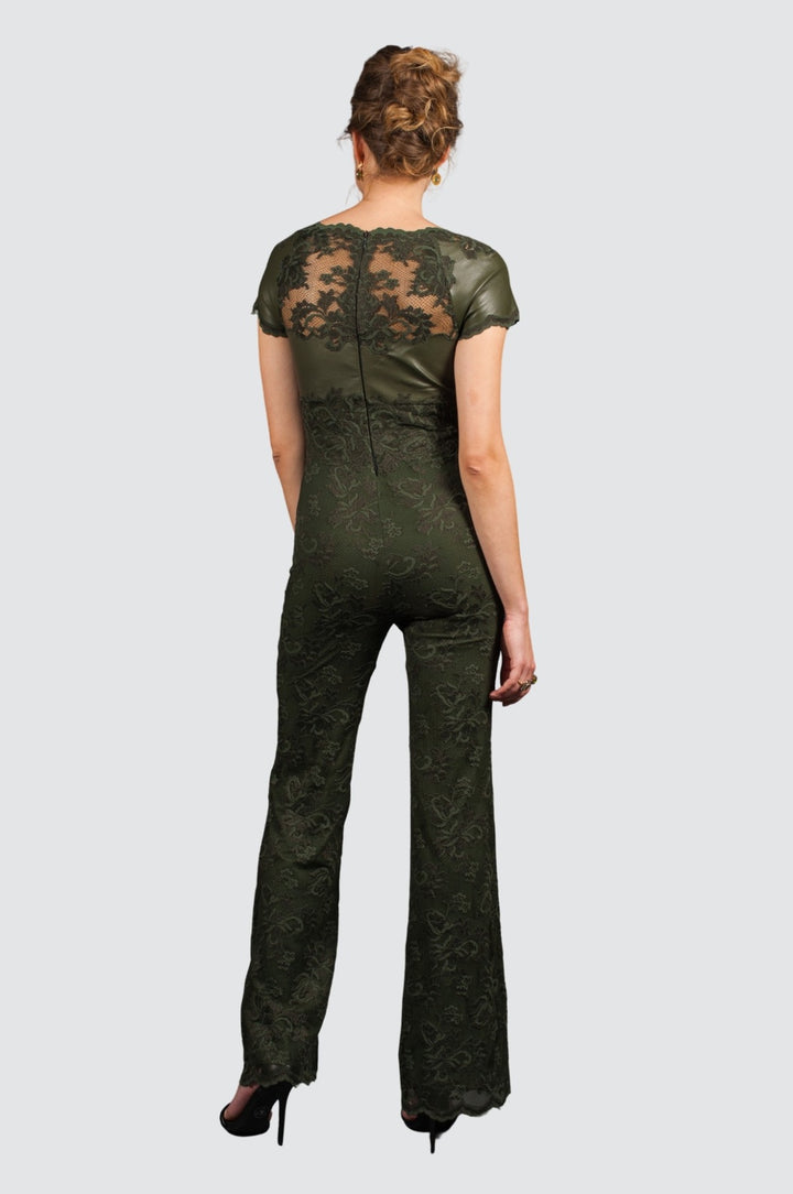 Leather & Lace Wide-Leg Jumpsuit