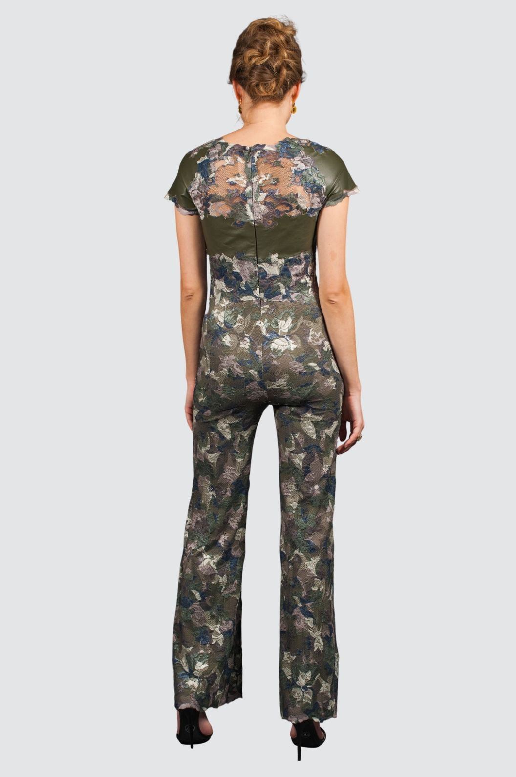 Leather & Lace Wide-Leg Jumpsuit