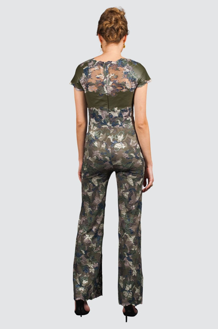 Leather & Lace Wide-Leg Jumpsuit