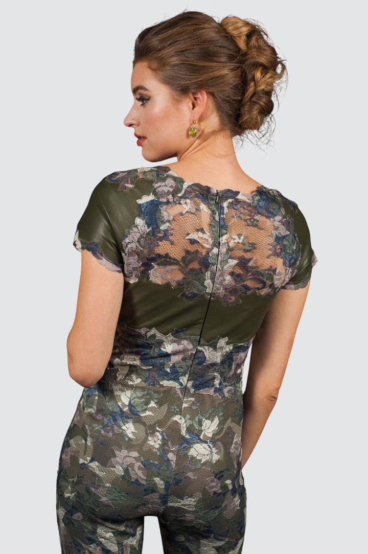 Leather & Lace Wide-Leg Jumpsuit