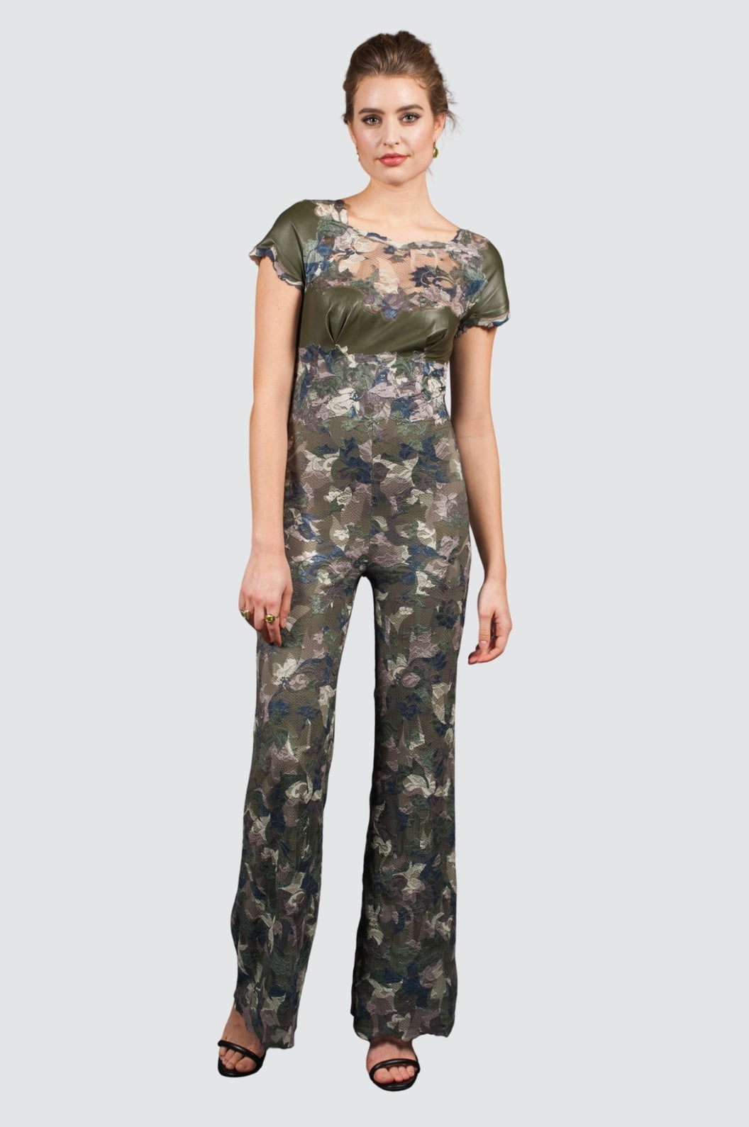 Leather & Lace Wide-Leg Jumpsuit