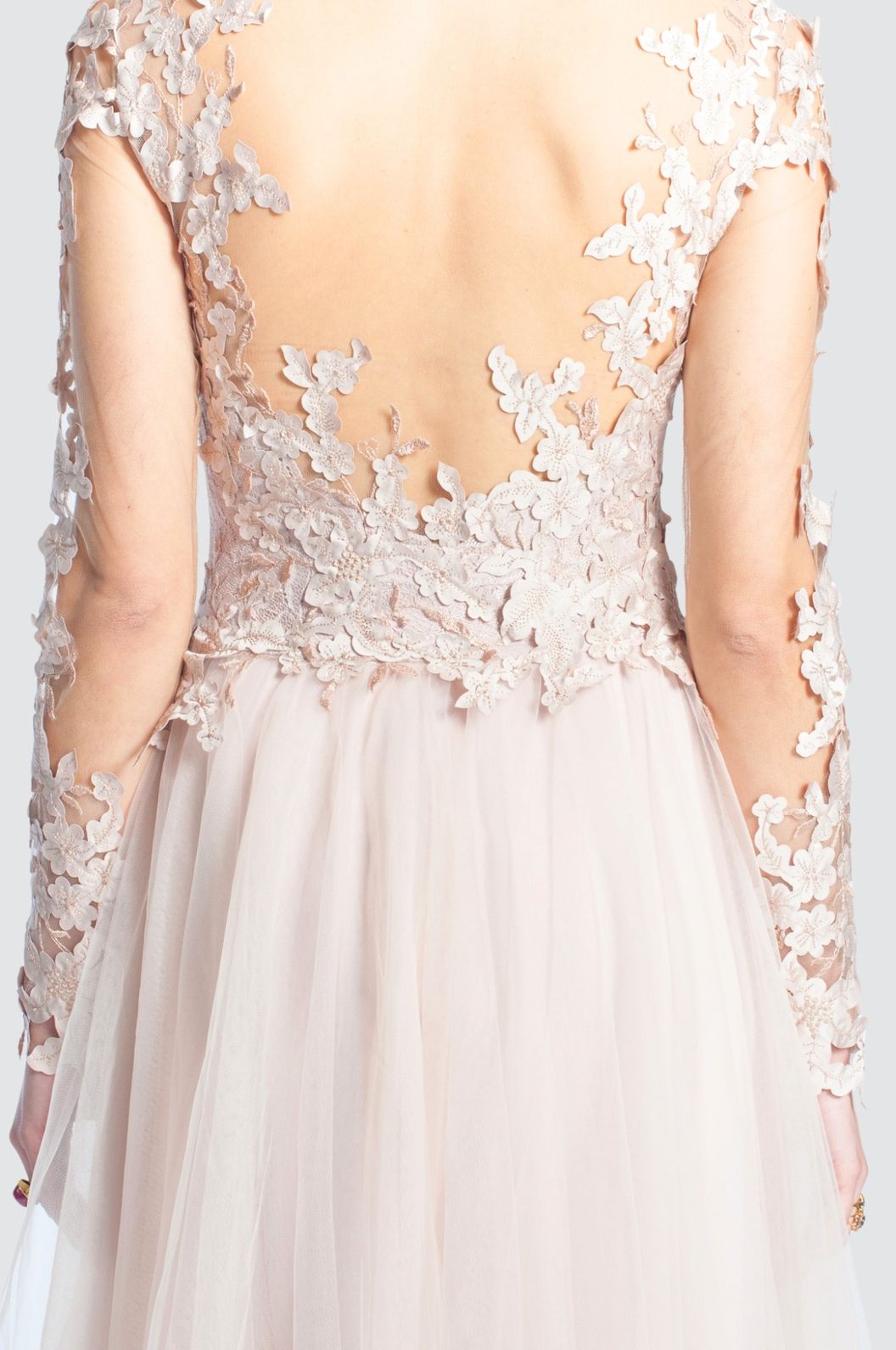 Tulle Gown with 3D Floral Lace