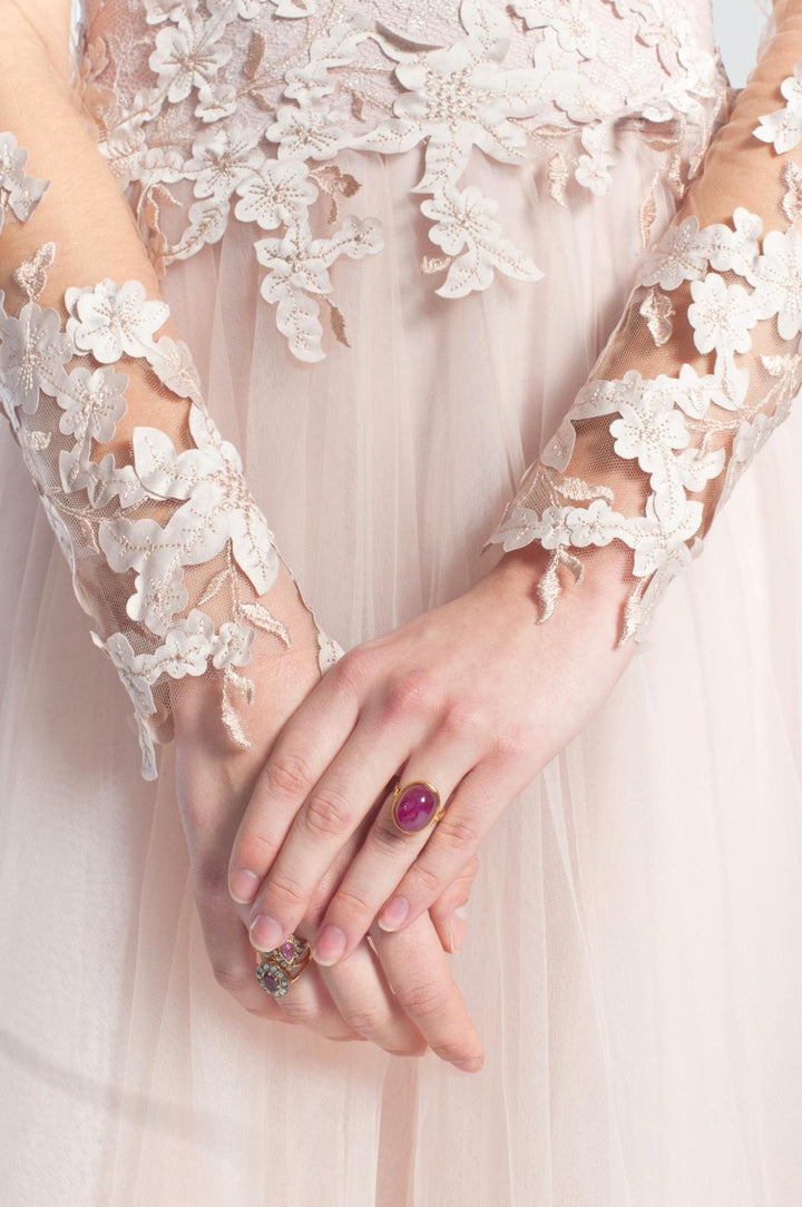 Tulle Gown with 3D Floral Lace