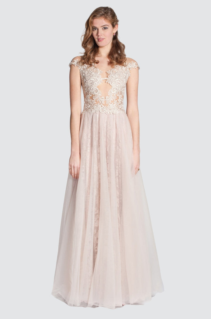 Lace & Tulle Gown with Embroidered Bodice