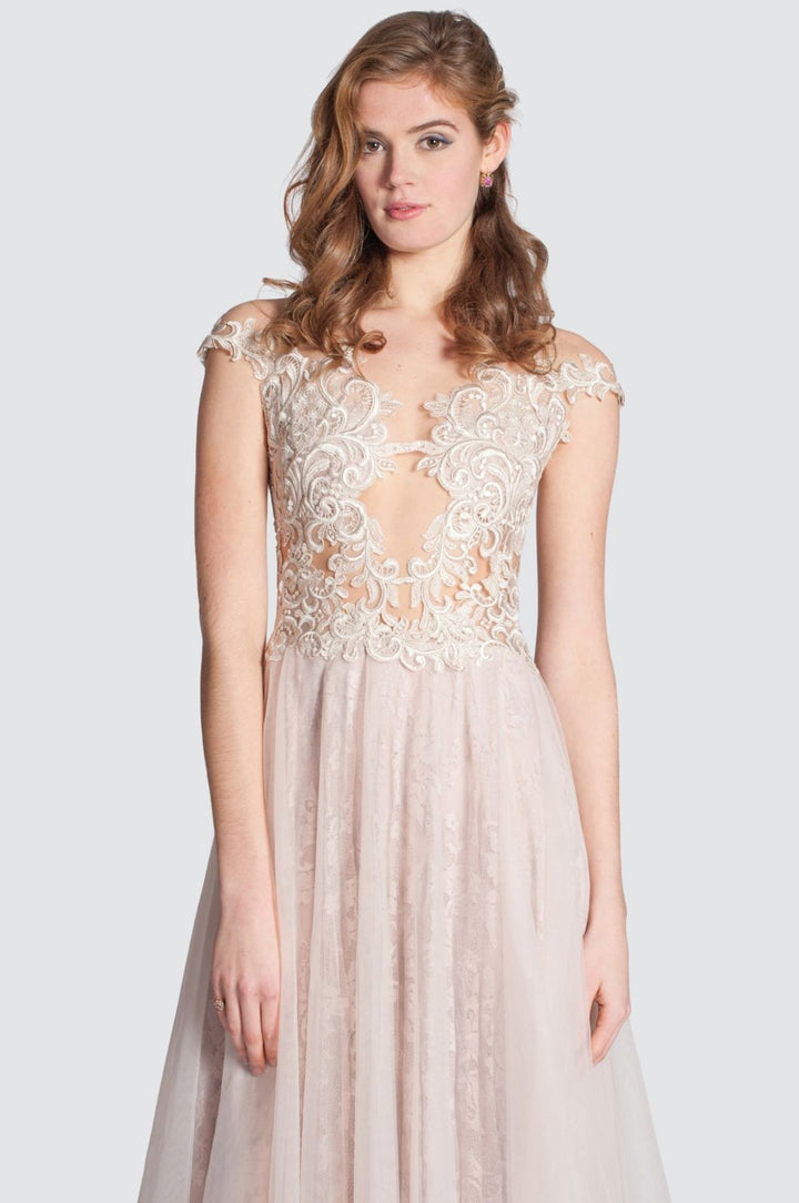 Lace & Tulle Gown with Embroidered Bodice