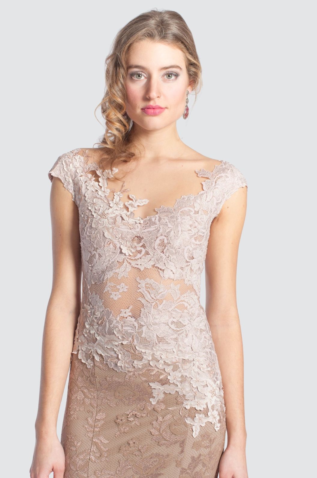 Lace Mermaid Gown with Sheer Bodice