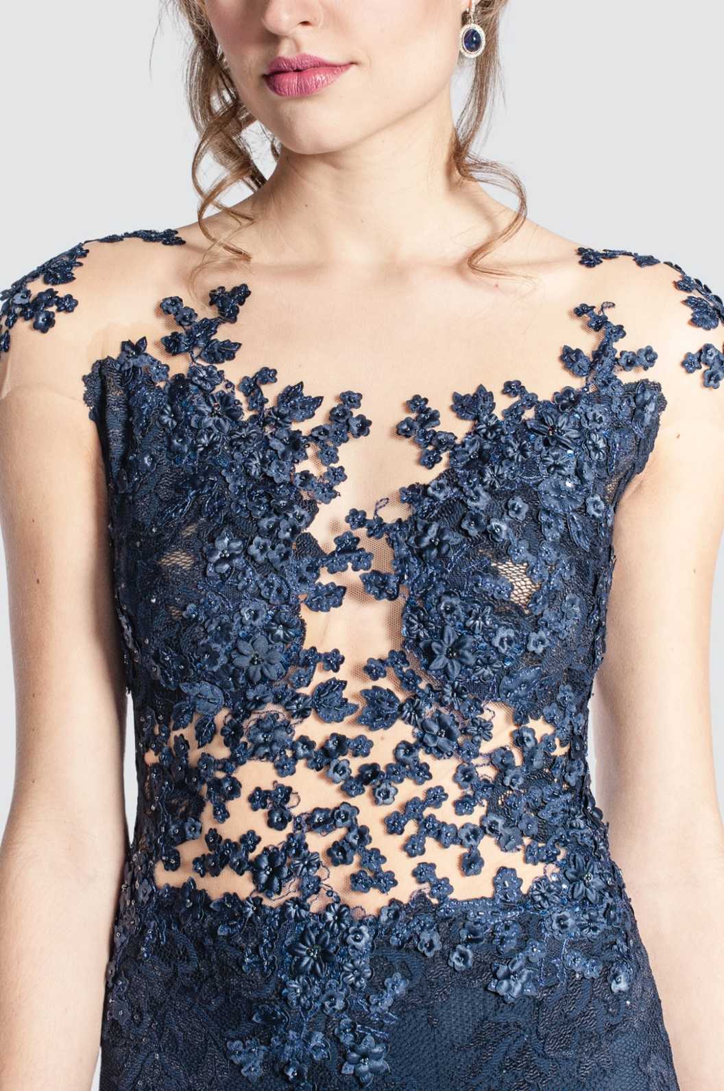 Illusion Night Blue Mermaid Gown