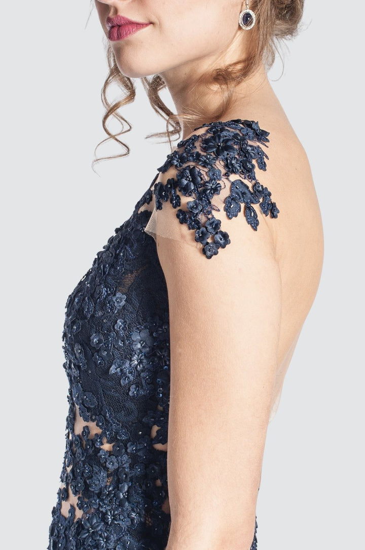 Illusion Night Blue Mermaid Gown