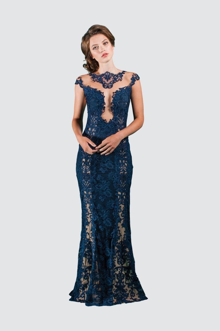 Illusion Gown with Plunging Neckline