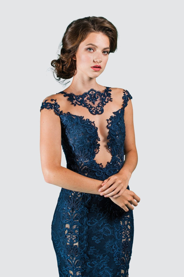 Illusion Gown with Plunging Neckline