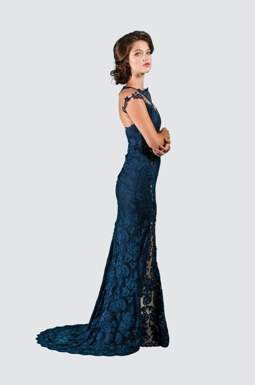 Illusion Gown with Plunging Neckline