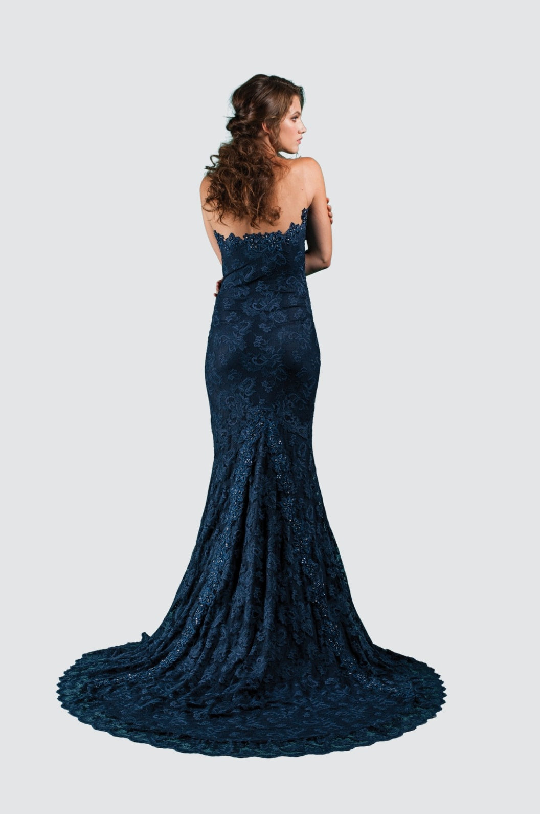 Sweetheart Illusion Neckline Strapless Gown