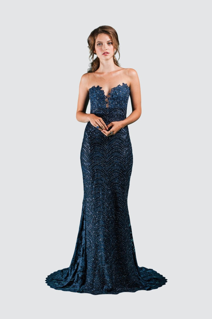 Sweetheart Illusion Neckline Strapless Gown