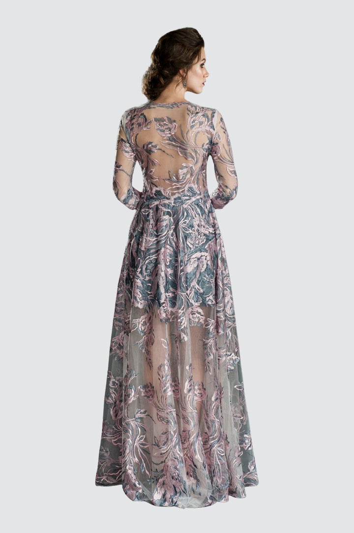 Mirage Embroidered Tulle Illusion Gown