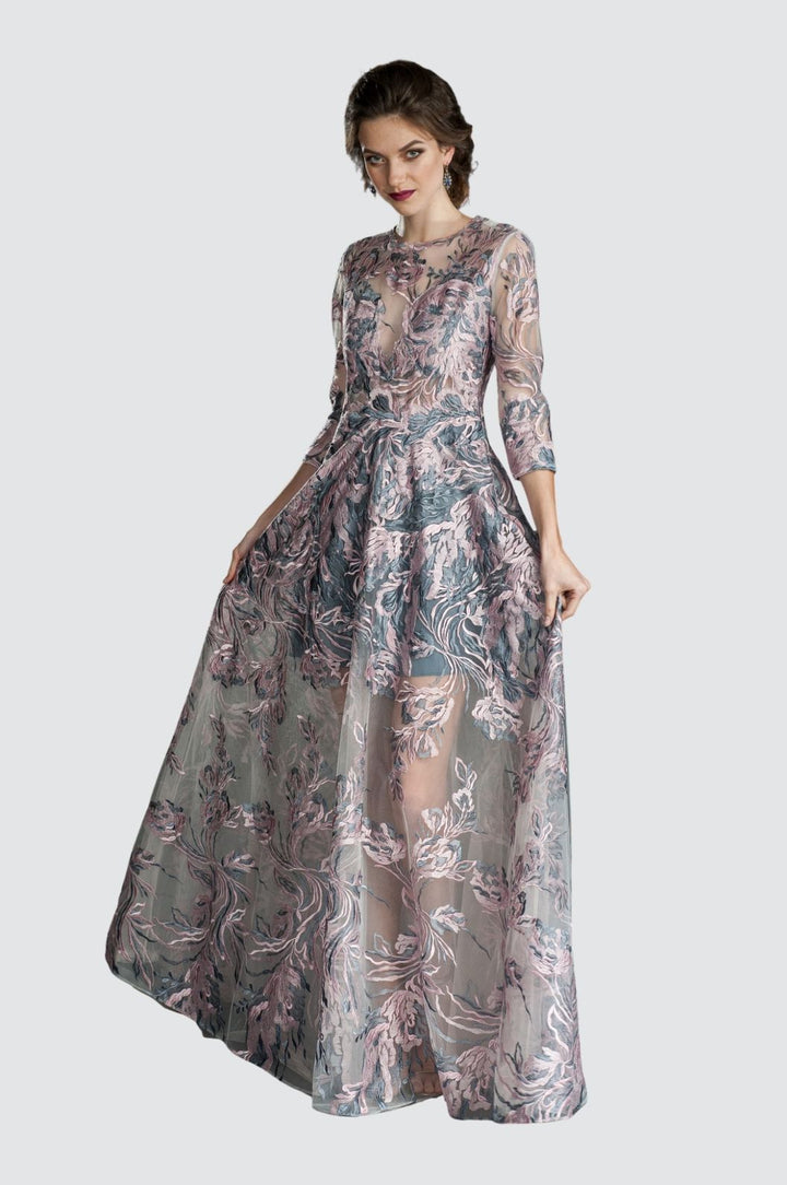Mirage Embroidered Tulle Illusion Gown