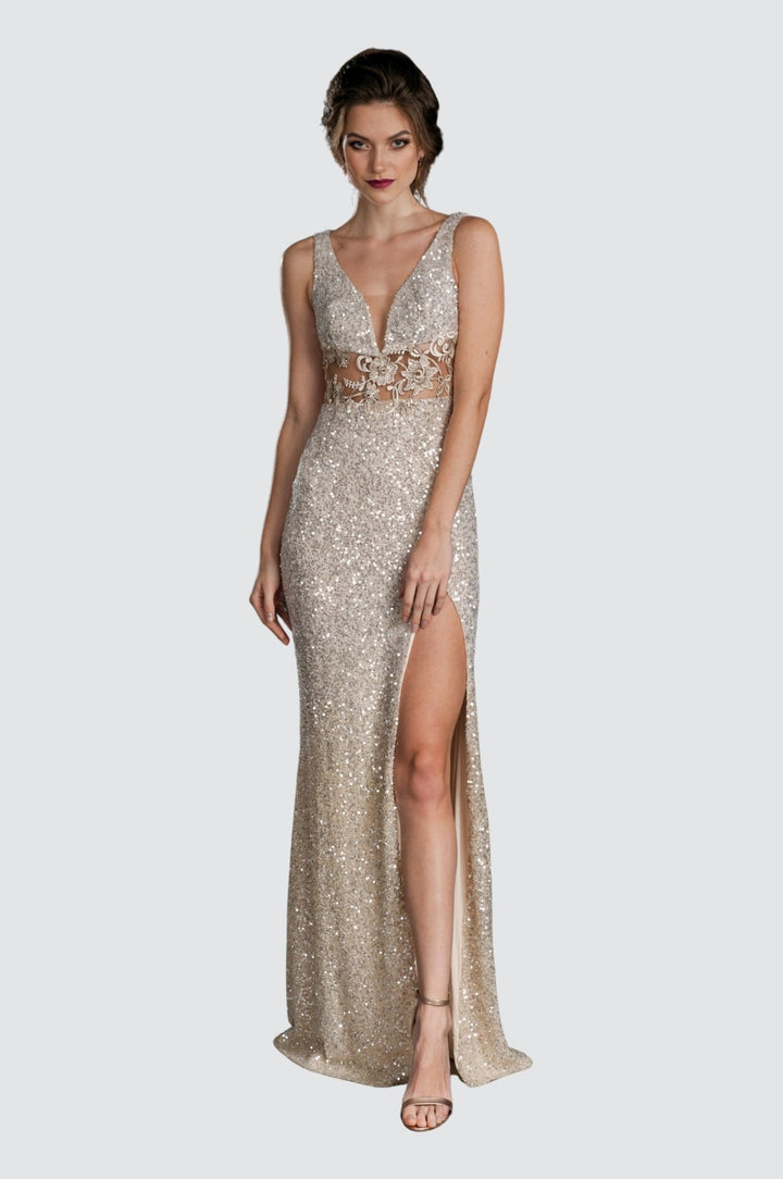 Sunkiss Plunging Sequin Gown