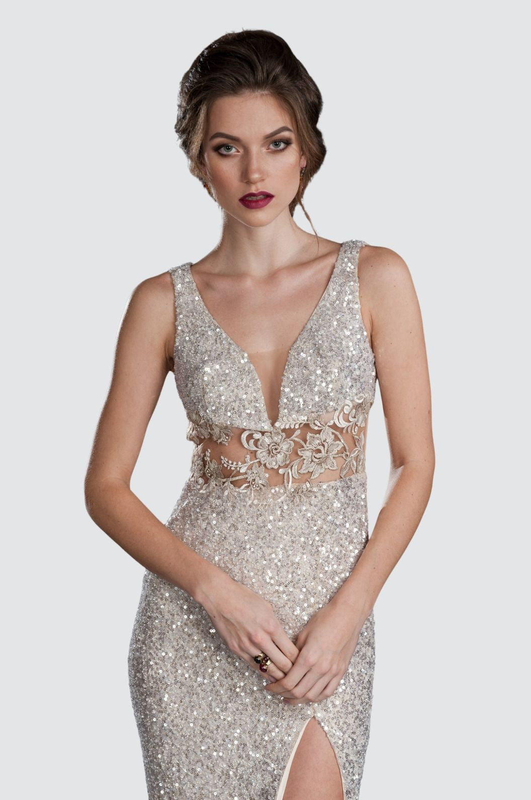 Sunkiss Plunging Sequin Gown