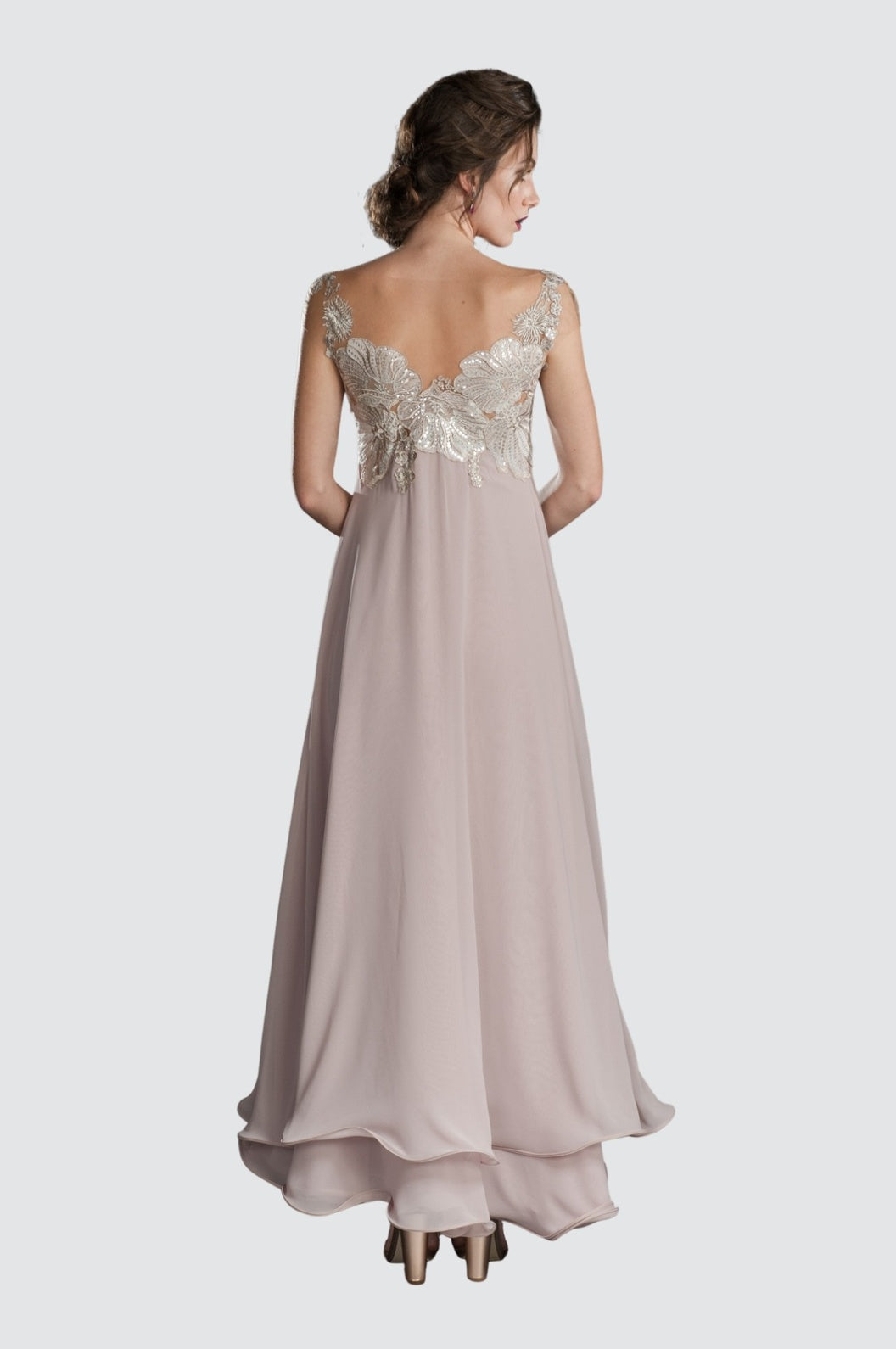 Sleeping Beauty Sequined & Embroidered Chiffon Gown