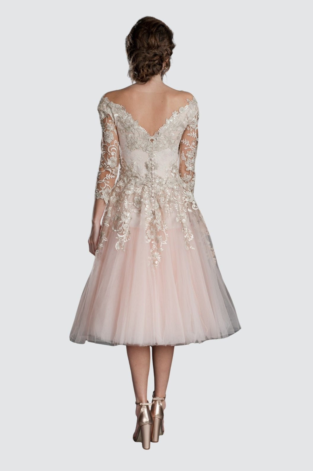 Romantic Off-Shoulder Cocktail Midi Dress