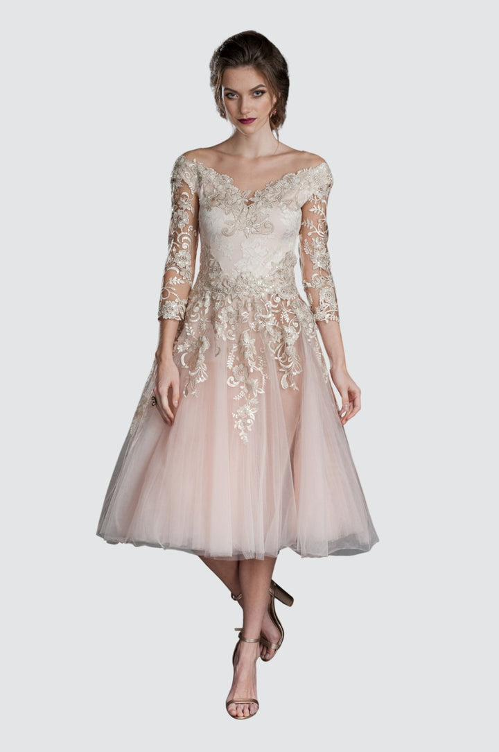 Romantic Off-Shoulder Cocktail Midi Dress