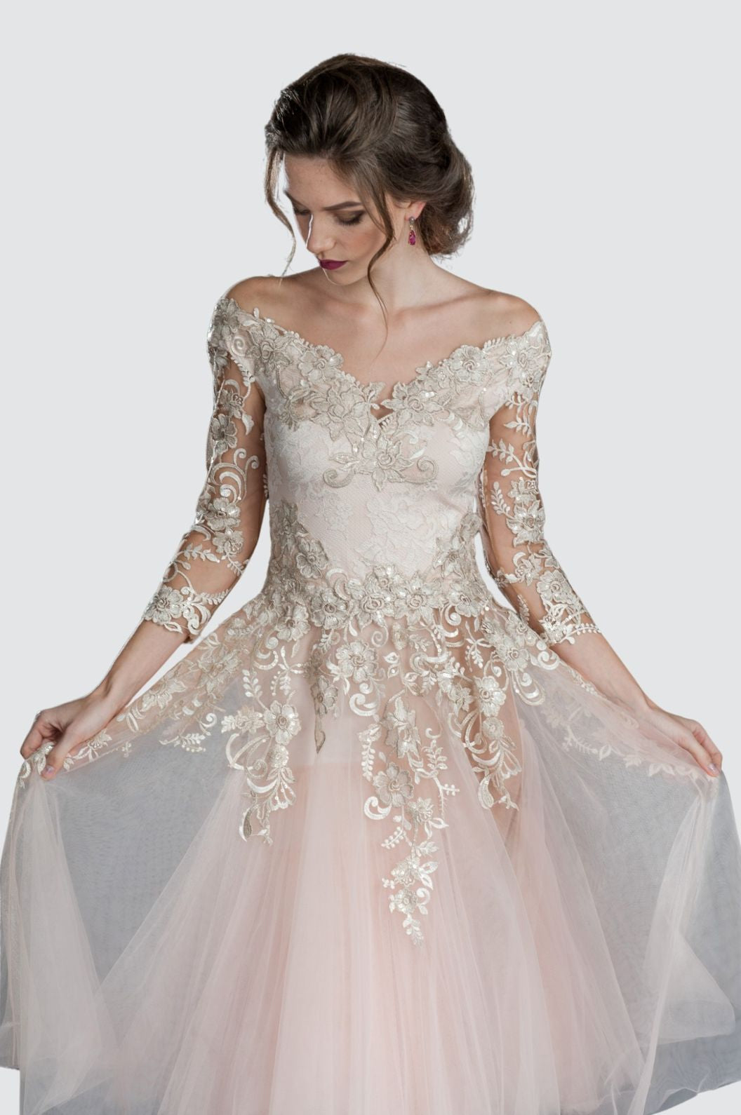 Romantic Off-Shoulder Cocktail Midi Dress