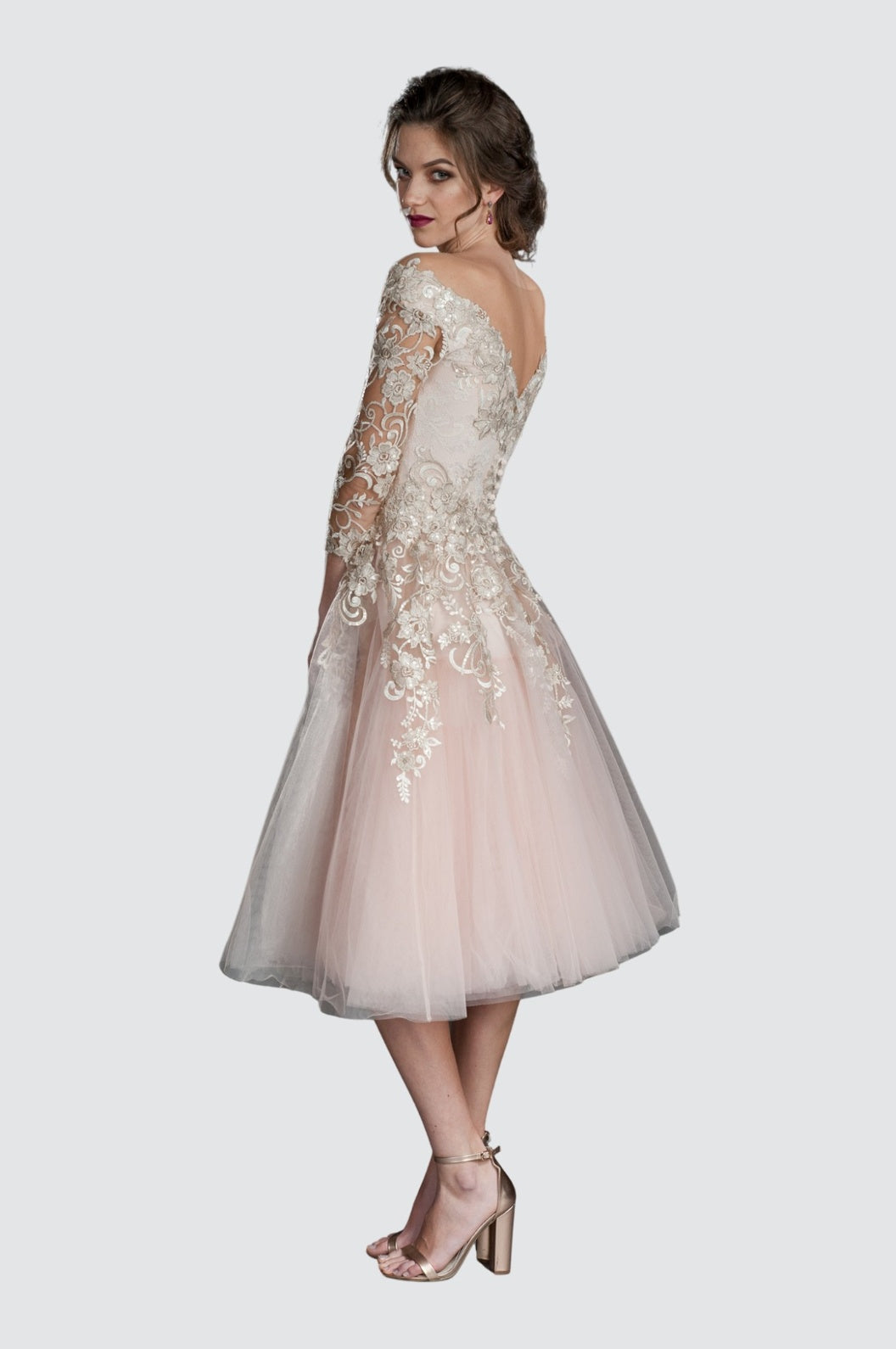 Romantic Off-Shoulder Cocktail Midi Dress