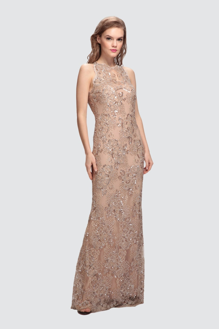 Embroidered Sequin Mermaid Gown