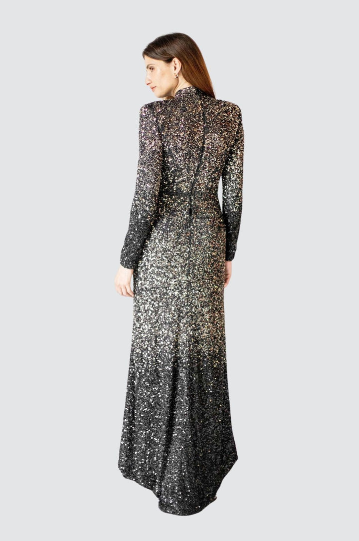 Goddess Ombre Metal Long Couture Gown