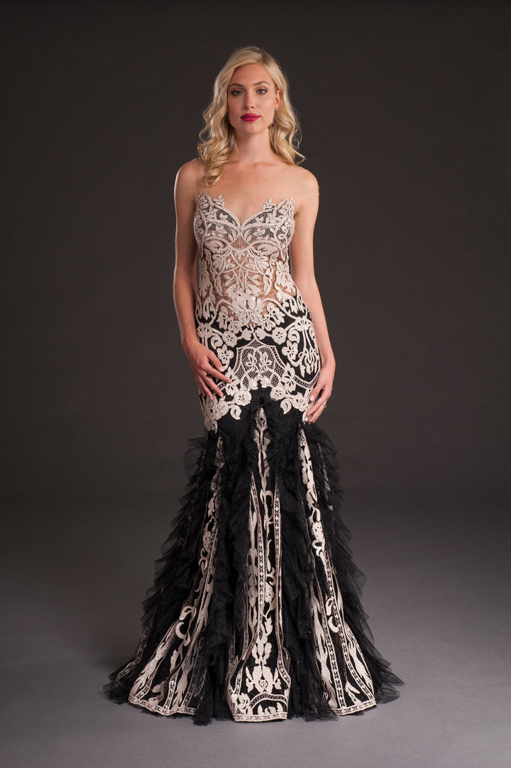 Gala illusion open back mermaid gown-0
