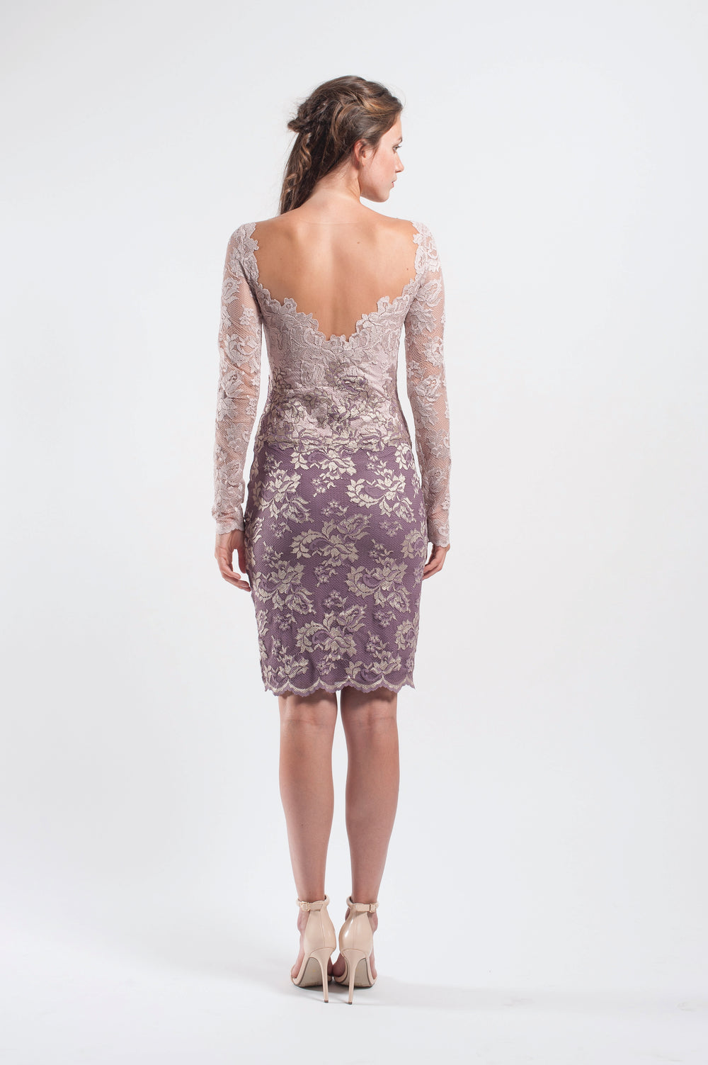 Dual lace bordeaux lace dress-1