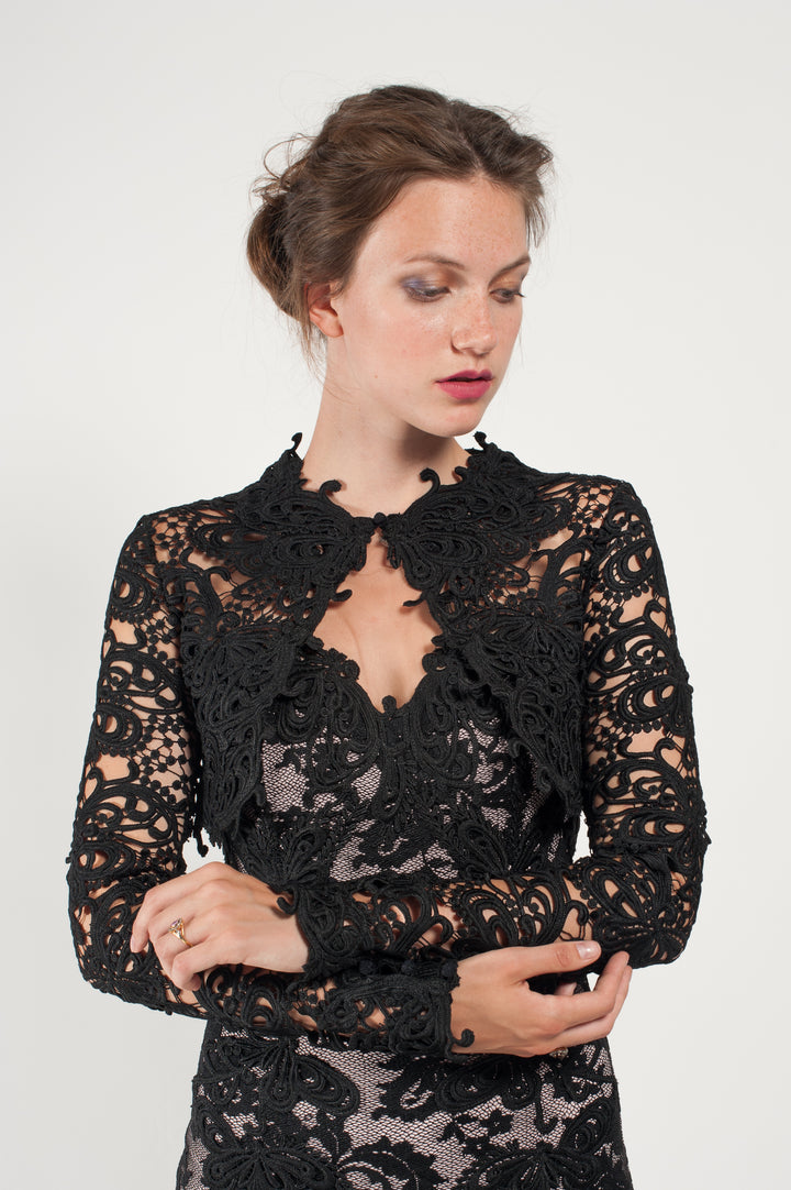 Lace  mesh full sleeves bolero jacket-0