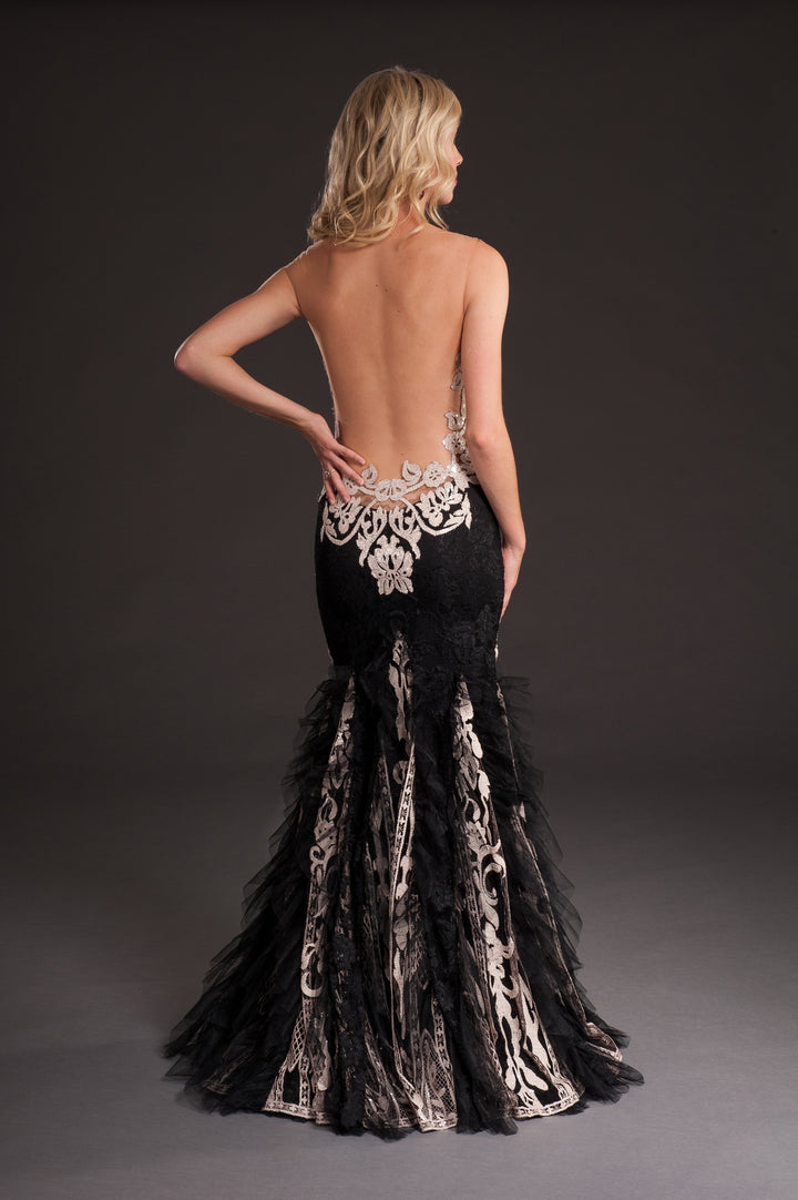 Gala illusion open back mermaid gown-1