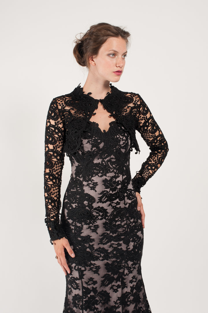 Lace  mesh full sleeves bolero jacket-3