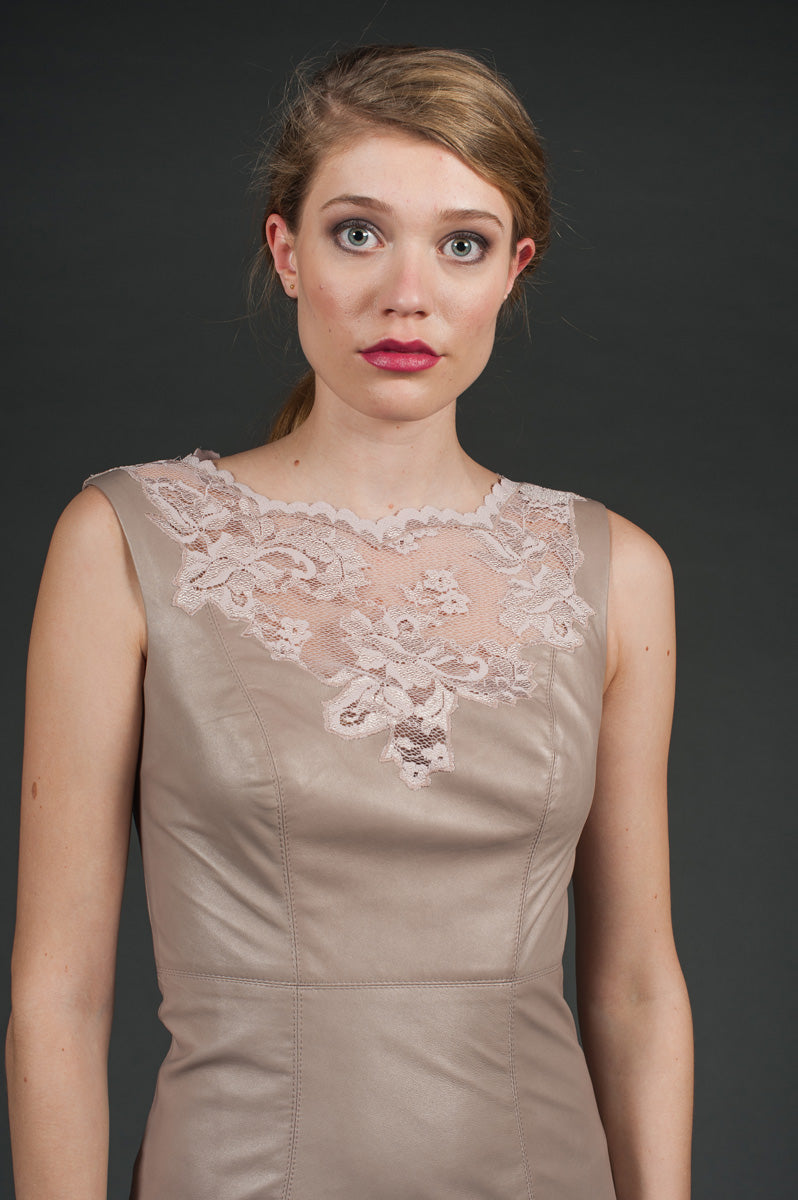 Leather Dress with Lace Detail-1