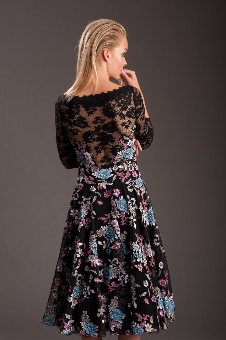 Floral Black Lace Dress-3