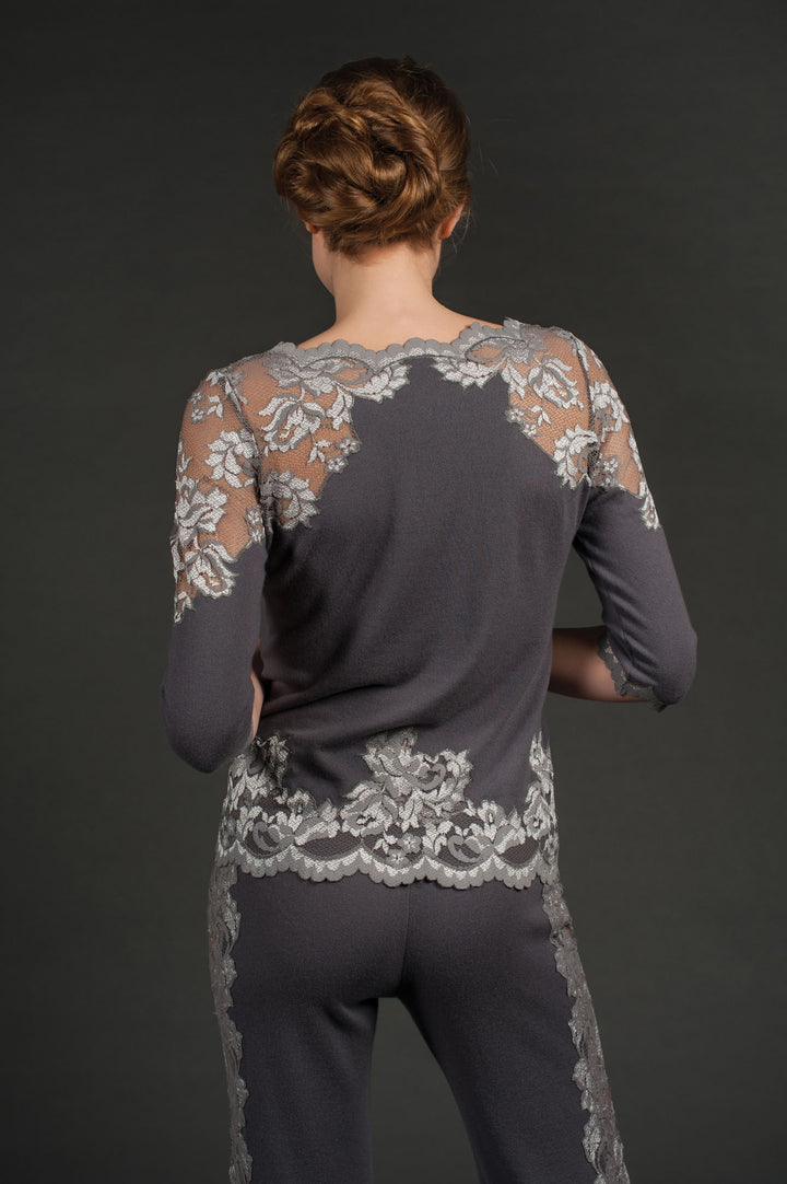 Grey Cashmere & Lace Sweater-3