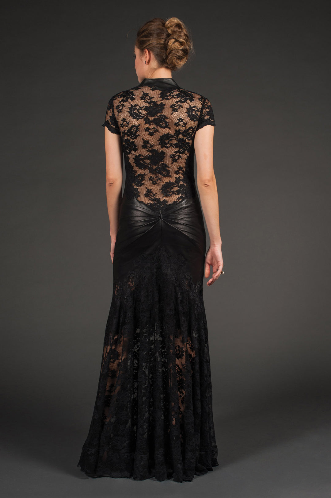 Black Long Leather Gown-2
