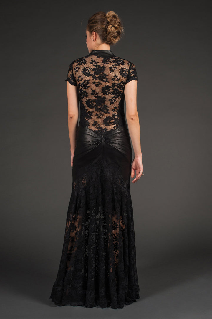 Black Long Leather Gown-2